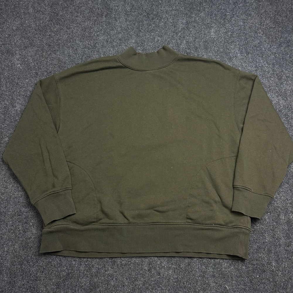 Alo Yoga Mens Olive Green Mock Neck Sweatshirt Oversized Pullover Size Medium